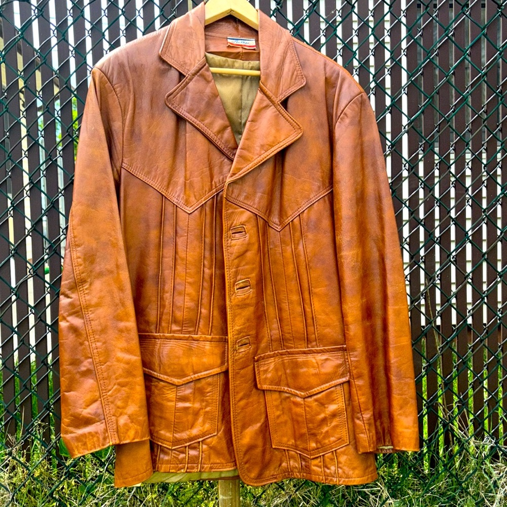 Men's Brown Leather Trench Coat